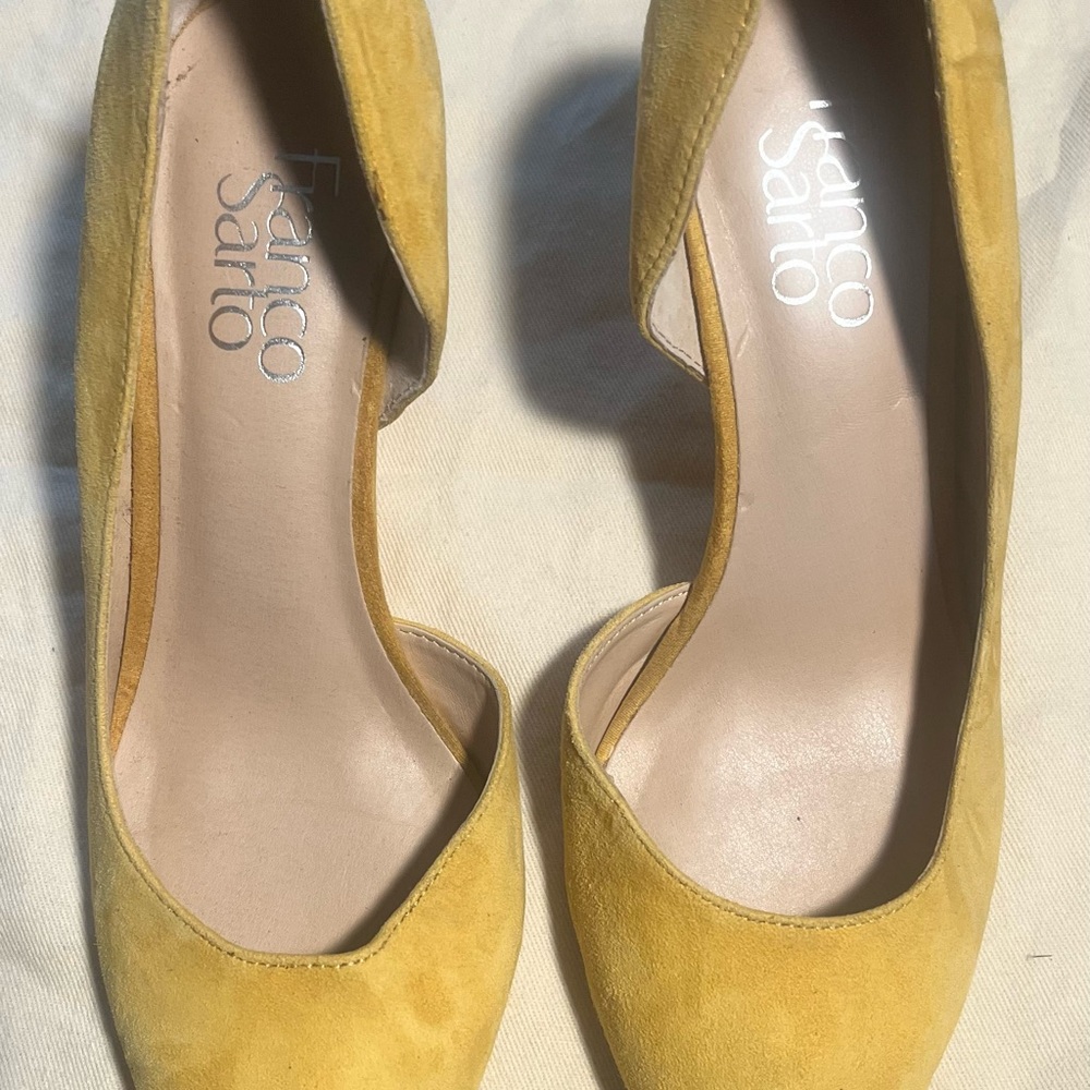 Franco Sarto Mustard Suede Heels